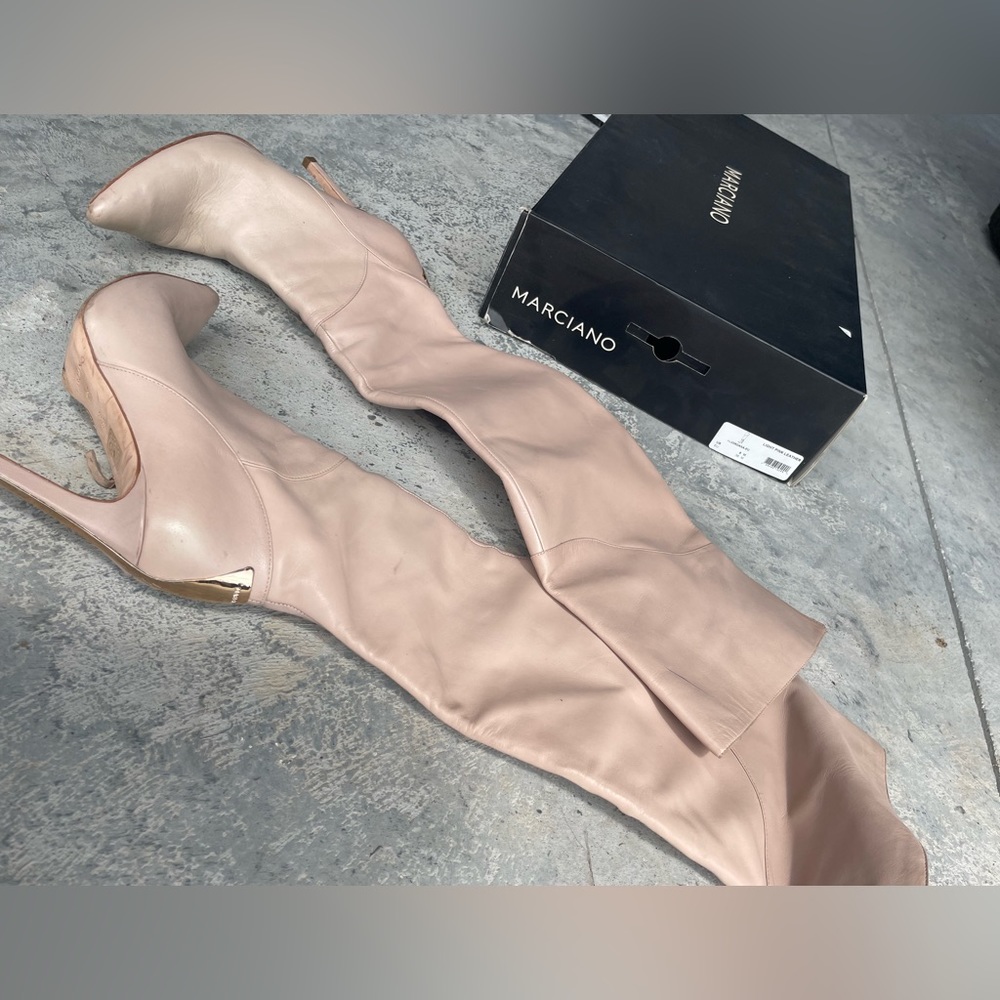 Pale pink and rose gold Marciano boots